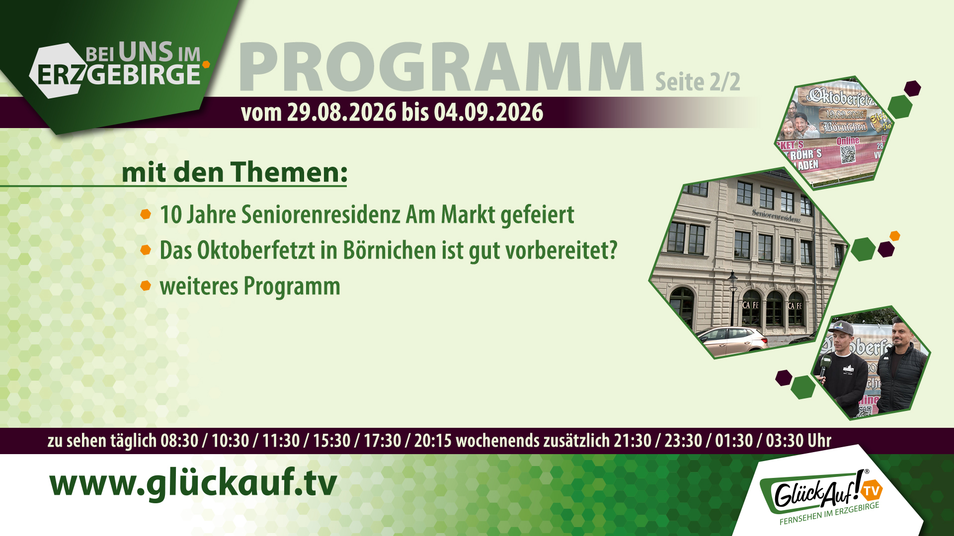 Bei uns im Erzgebirge für die Woche vom 29.08.2026 bis 04.09.2026