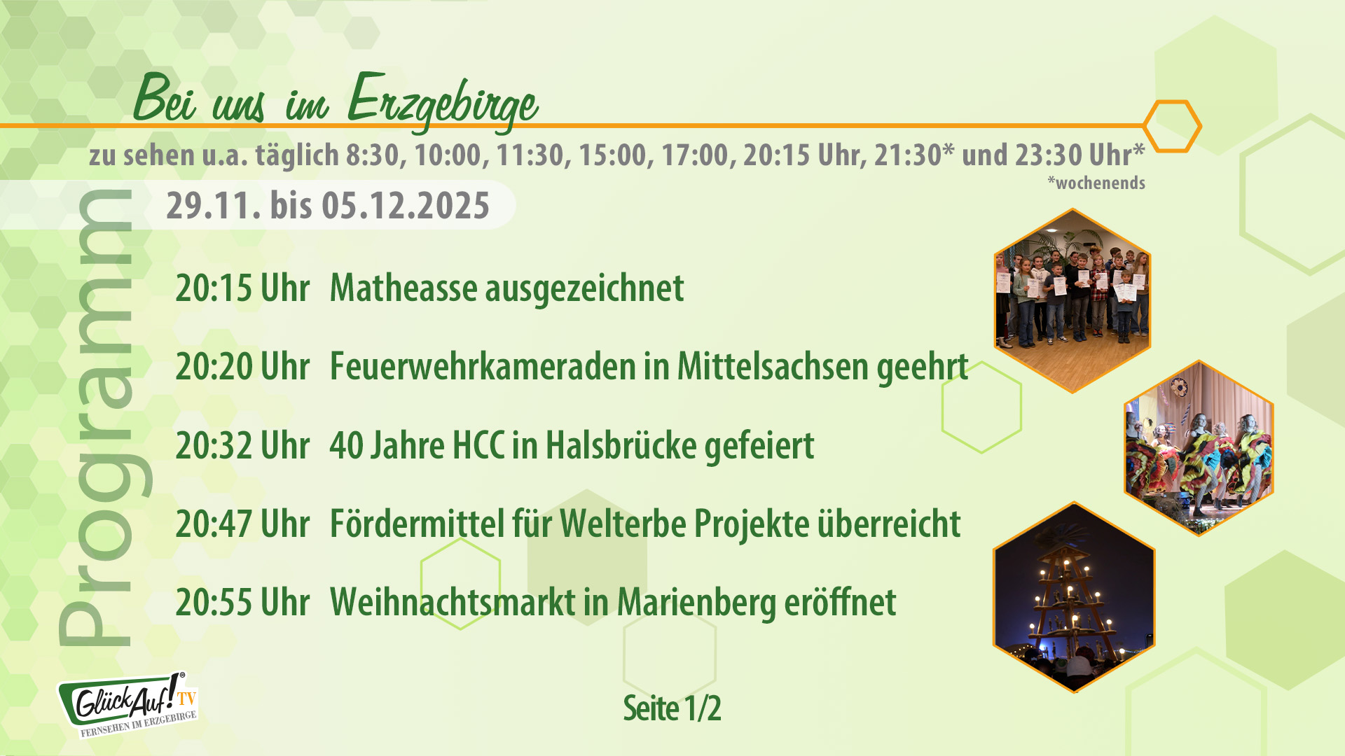 Bei uns im Erzgebirge für die 49. Kalenderwoche vom 29. November bis 05. Dezember 2025 Bei uns im Erzgebirge für die 49. Kalenderwoche vom 29. November bis 05. Dezember 2025